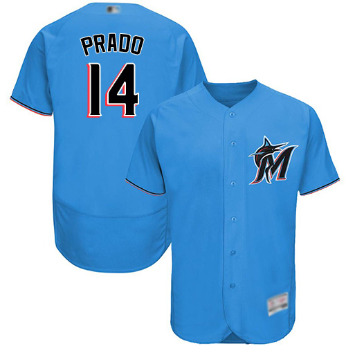 Miami Marlins #14 Martin Prado Blue Flexbase Authentic Collection Stitched Jersey Men's