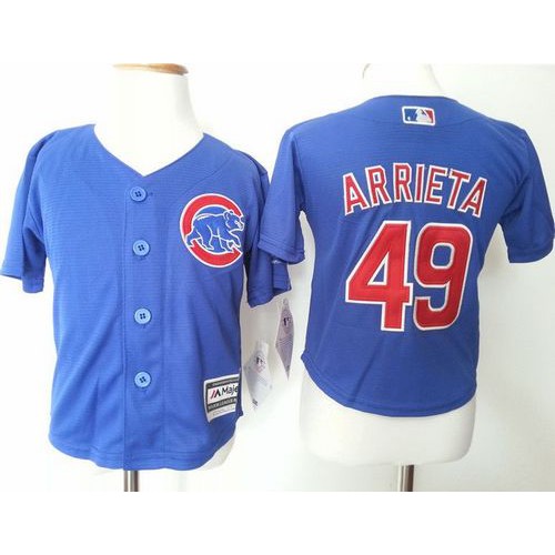 Toddler Chicago Cubs #49 Jake Arrieta Blue Cool Base Stitched Jersey Youth