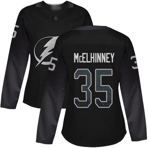 Adidas Tampa Bay Lightning #35 Curtis McElhinney Black Alternate Authentic Women's Stitched Jersey Womens