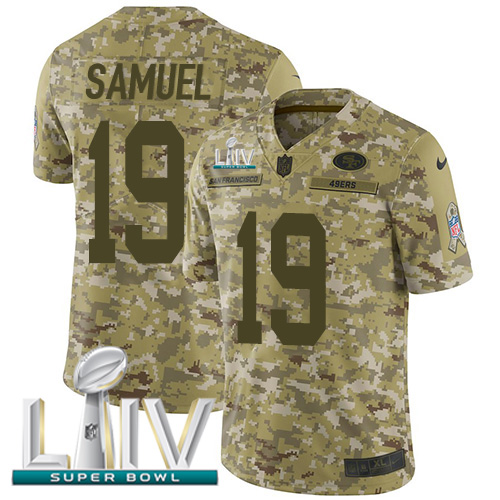 49ers #19 Deebo Samuel Camo Super Bowl LIV 2020 Youth Stitched Limited 2018 Salute To Service Jersey