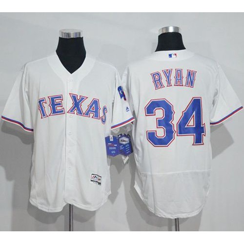 Texas Rangers #34 Nolan Ryan White Flexbase Authentic Collection Stitched Jersey Men's
