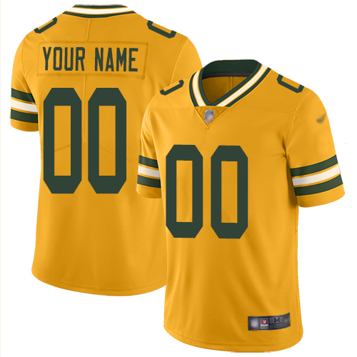 Green Bay Packers Customized Gold Men's Stitched Limited Inverted Legend Jersey