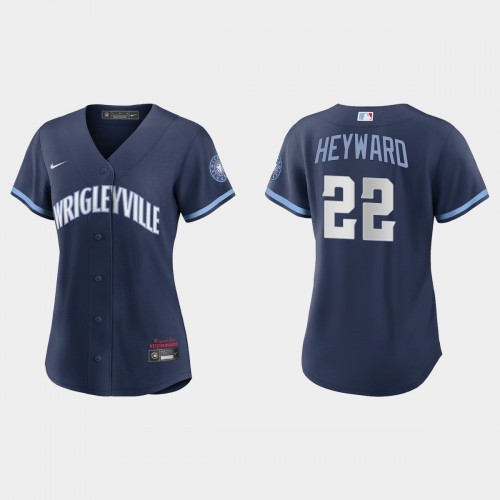 Chicago Chicago Cubs #22 Jason Heyward Women's 2021 City Connect Navy Jersey Womens