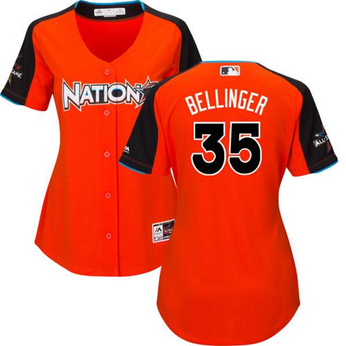 Los Angeles Dodgers #35 Cody Bellinger Orange 2017 All-Star National League Women's Stitched Jersey Womens