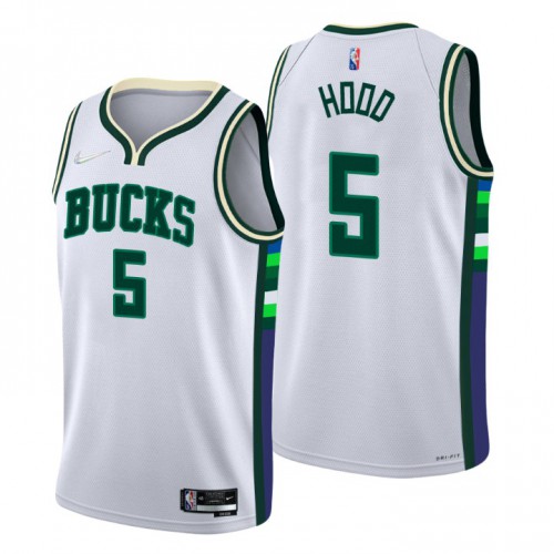 Milwaukee Milwaukee Bucks #5 Rodney Hood Mens White 2021/22 Swingman Jersey - City Edition Mens