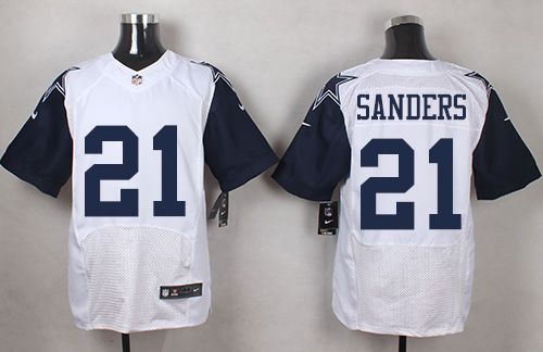 Cowboys #21 Deion Sanders White Men's Stitched Elite Rush Jersey