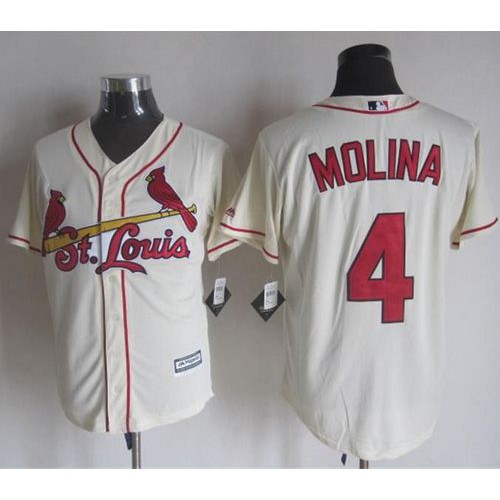 St.Louis Cardinals #4 Yadier Molina Cream New Cool Base Stitched Jersey Men's