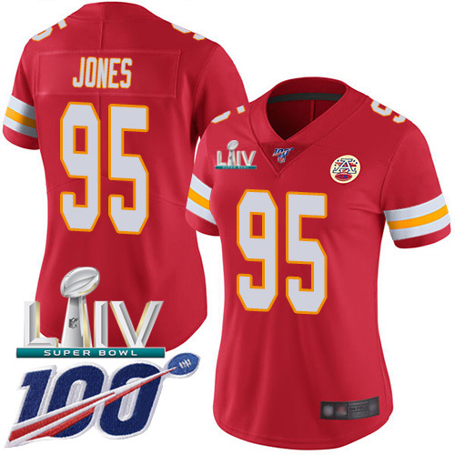 Chiefs #95 Chris Jones Red Super Bowl LIV 2020 Team Color Women's Stitched 100th Season Vapor Untouchable Limited Jersey