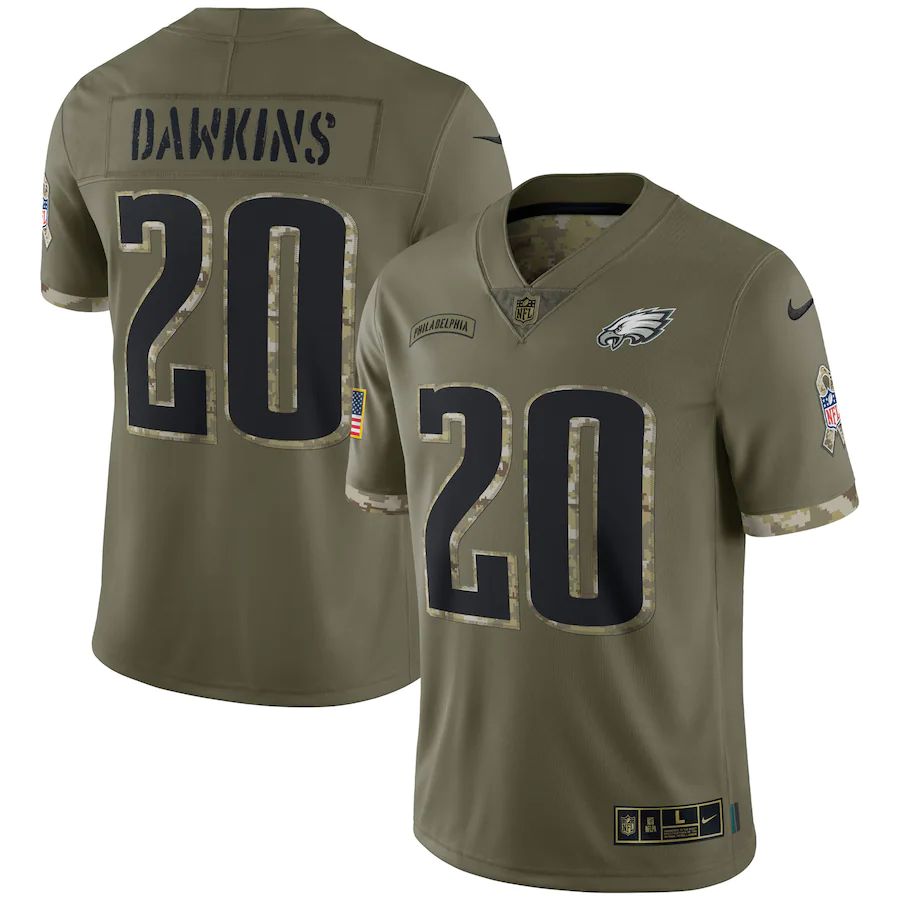 Philadelphia Eagles #20 Brian Dawkins Men's 2022 Salute To Service Limited Jersey - Olive