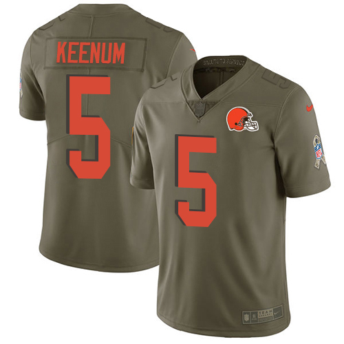 Cleveland Browns #5 Case Keenum Olive Men's Stitched Limited 2017 Salute To Service Jersey Men's