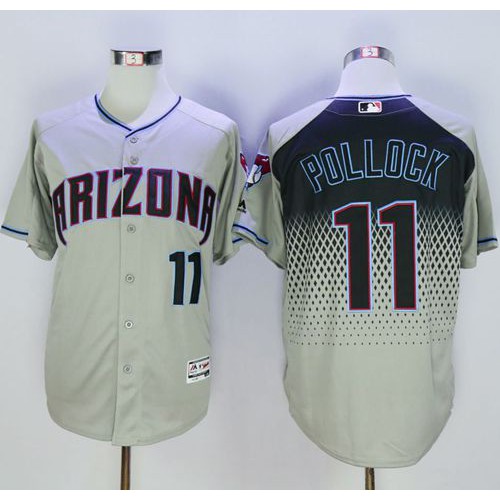 Arizona Diamondbacks #11 A. J. Pollock Gray/Capri New Cool Base Stitched Jersey Men's