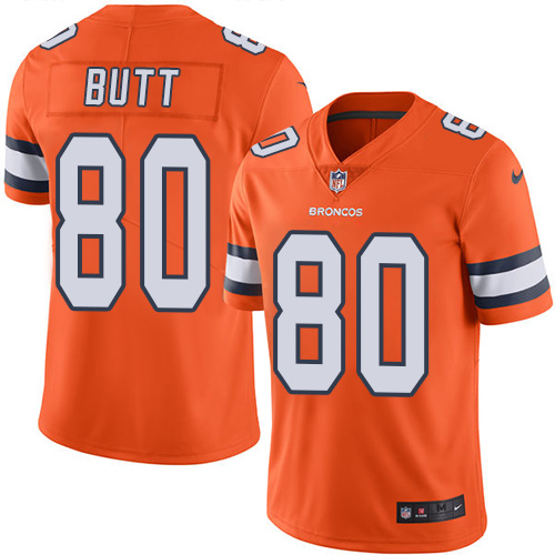 Denver Broncos #80 Jake Butt Orange Men's Stitched Limited Rush Jersey Men's