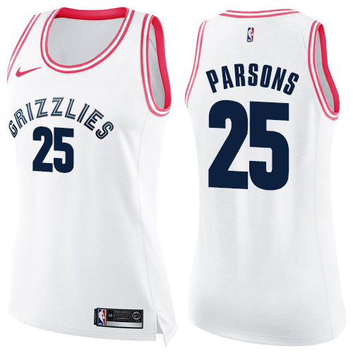 Memphis Grizzlies #25 Chandler Parsons White/Pink Womens Swingman Fashion Jersey Womens