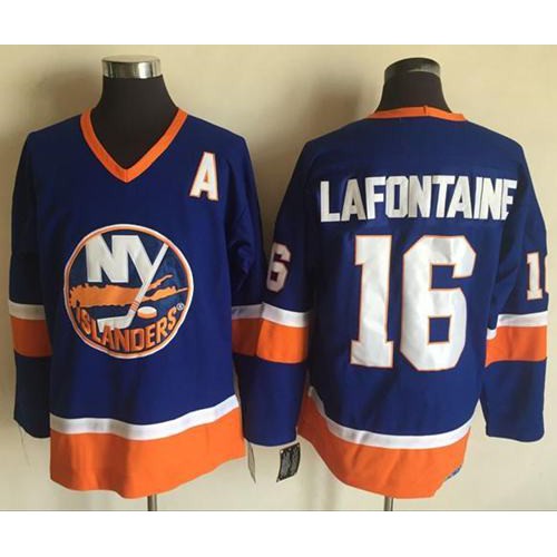 New York Islanders #16 Pat LaFontaine Baby Blue CCM Throwback Stitched Jersey Men's