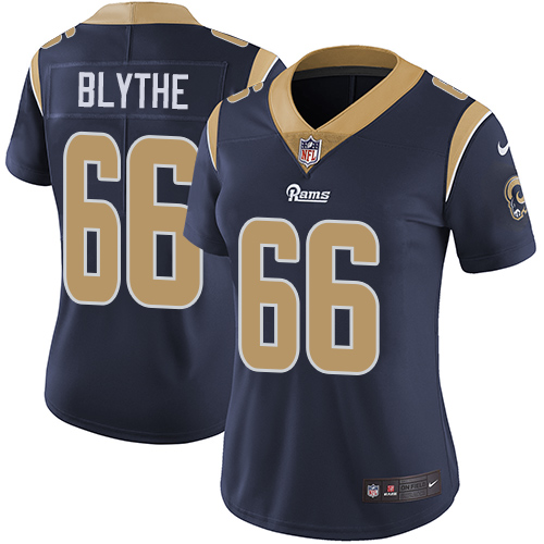Los Angeles Rams #66 Austin Blythe Navy Blue Team Color Women's Stitched Vapor Untouchable Limited Jersey Womens