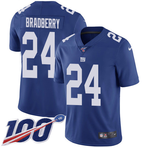 New York Giants #24 James Bradberry Royal Blue Team Color Youth Stitched 100th Season Vapor Untouchable Limited Jersey Youth
