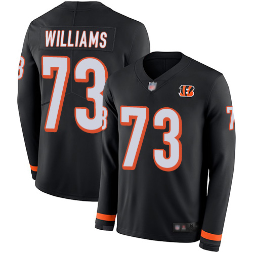 Cincinnati Bengals #73 Jonah Williams Black Team Color Men's Stitched Limited Therma Long Sleeve Jersey Men's