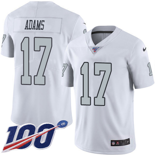Raiders #17 Davante Adams White Men's Stitched Limited Rush 100th Season Jersey