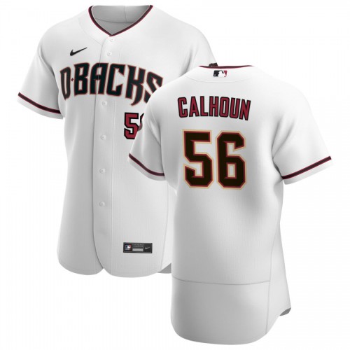 Arizona Arizona Diamondbacks #56 Kole Calhoun Men's White Crimson Authentic Home Team Jersey Men's