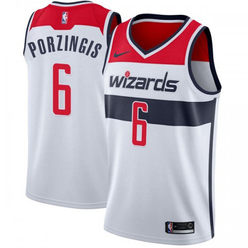 Washington Wizards #6 Kristaps Porzingis White Youth Association Edition Swingman Jersey Youth