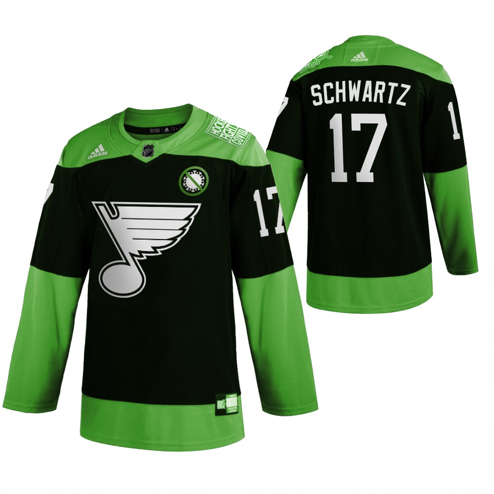 St. Louis Blues #17 Jaden Schwartz Men's Adidas Green Hockey Fight NCoV Limited Jersey