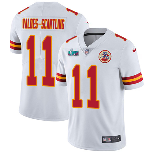 Chiefs #11 Marquez Valdes-Scantling White Super Bowl LVII Patch Men's Stitched Vapor Untouchable Limited Jersey