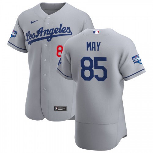Los Angeles Los Angeles Dodgers #85 Dustin May Men's Gray Road 2020 World Series Champions Authentic Team Jersey Men's