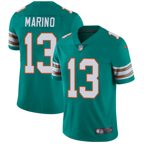 Dolphins #13 Dan Marino Aqua Green Alternate Men's Stitched Vapor Untouchable Limited Jersey