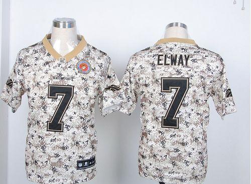 Broncos #7 John Elway Camo USMC Men's Stitched Elite Jersey