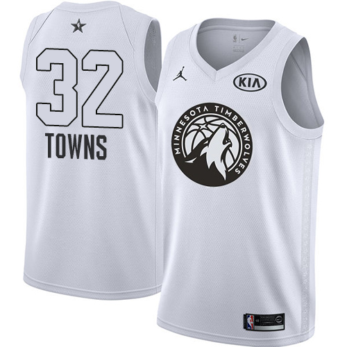 Minnesota Timberwolves #32 Karl-Anthony Towns White Jordan Swingman 2018 All-Star Game Jersey Mens