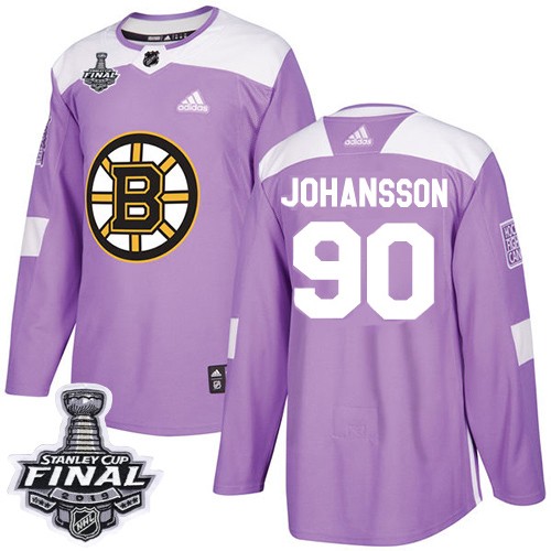 Adidas Boston Bruins #90 Marcus Johansson Purple Authentic Fights Cancer 2019 Stanley Cup Final Stitched Jersey Men's