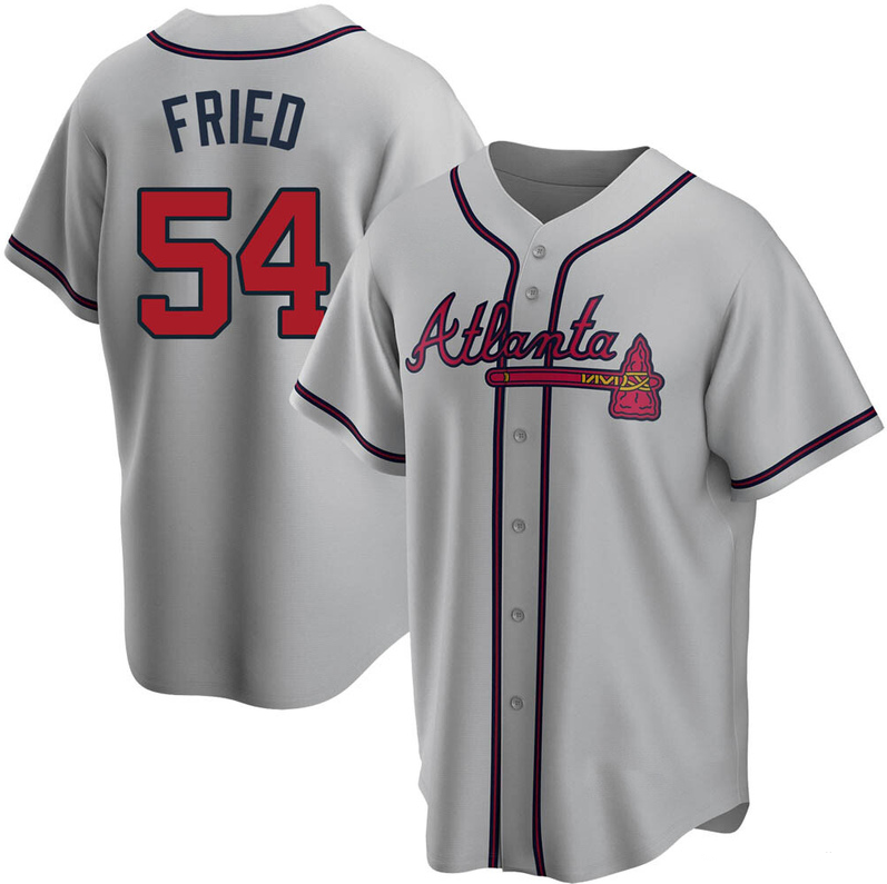 Men's Youth Women's Atlanta Braves#54 Max Fried Cool Base Road Jersey - Gray