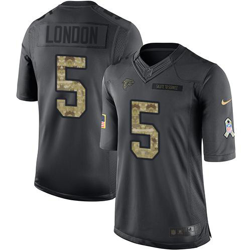 Falcons #5 Drake London Black Men's Stitched Limited 2016 Salute To Service Jersey