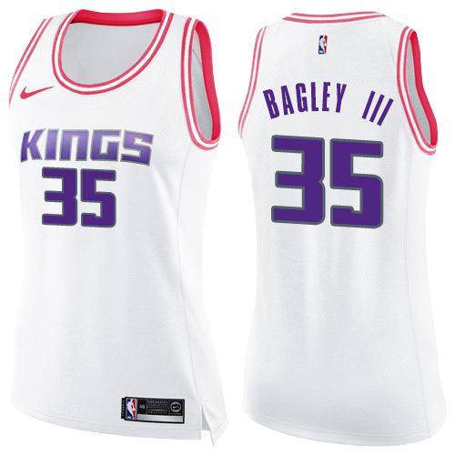 Sacramento Kings #35 Marvin Bagley III White/Pink Womens Swingman Fashion Jersey Womens