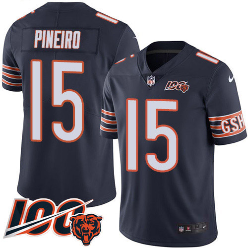 Chicago Bears #15 Eddy Pineiro Navy Blue Team Color Youth 100th Season Stitched Vapor Untouchable Limited Jersey Youth
