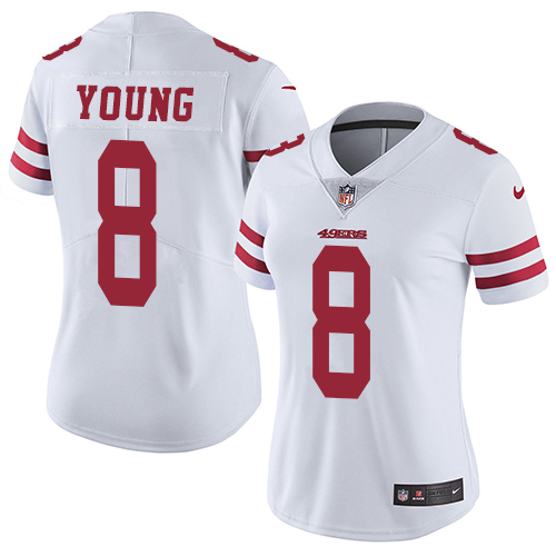 49ers #8 Steve Young White Women's Stitched Vapor Untouchable Limited Jersey