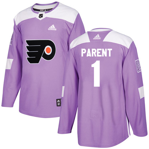 Adidas Philadelphia Flyers #1 Bernie Parent Purple Authentic Fights Cancer Stitched Youth Jersey Youth