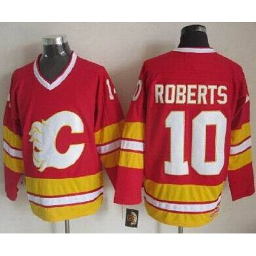 Calgary Flames #10 Gary Roberts Red CCM Throwback Stitched Jersey Men's