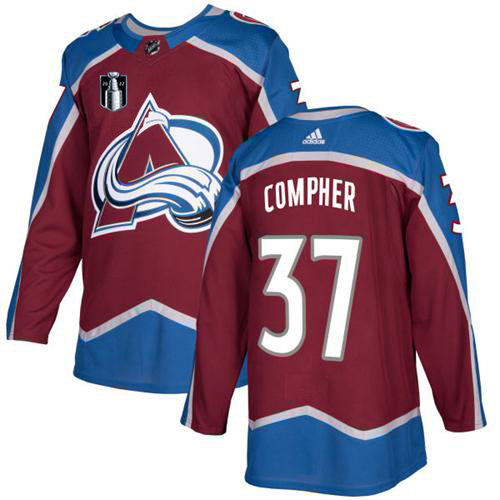 Adidas Colorado Avalanche #37 J.T. Compher Burgundy 2022 Stanley Cup Final Patch Home Authentic Stitched Jersey Men's