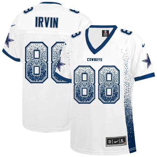 Cowboys #88 Michael Irvin White Women's Stitched Elite Drift Fashion Jersey