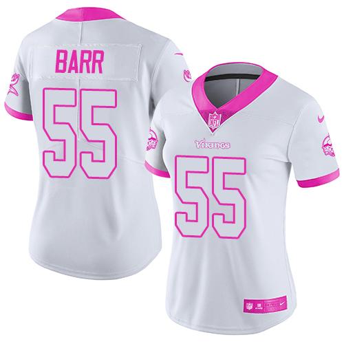 Minnesota Vikings #55 Anthony Barr White/Pink Women's Stitched Limited Rush Fashion Jersey Womens