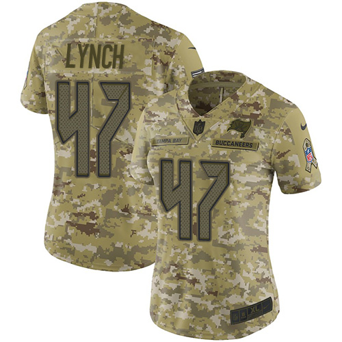 Tampa Bay Buccaneers #47 John Lynch Camo Women's Stitched Limited 2018 Salute to Service Jersey Womens