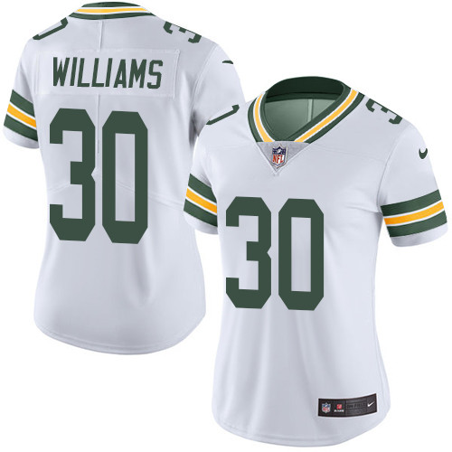 Green Bay Packers #30 Jamaal Williams White Women's Stitched Vapor Untouchable Limited Jersey Womens