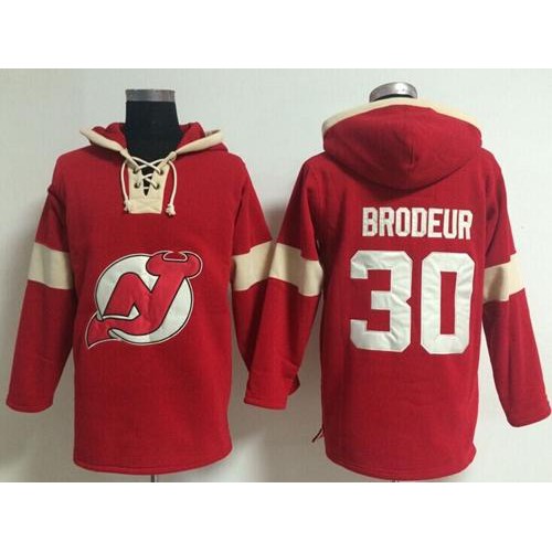 New Jersey New Jersey Devils #30 Martin Brodeur Red Pullover Hoodie Men's
