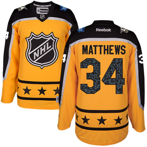 Maple Toronto Maple Leafs #34 Auston Matthews Yellow 2017 All-Star Atlantic Division Stitched Jersey Men's