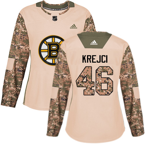 Adidas Boston Bruins #46 David Krejci Camo Authentic 2017 Veterans Day Women's Stitched Jersey Womens