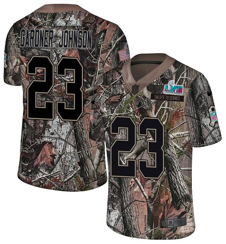 Eagles #23 C.J. Gardner-Johnson Camo Super Bowl LVII Patch Men's Stitched Limited Rush Realtree Jersey