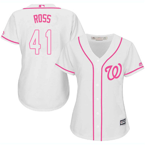 Washington Nationals #41 Joe Ross White/Pink Fashion Women's Stitched Jersey Womens
