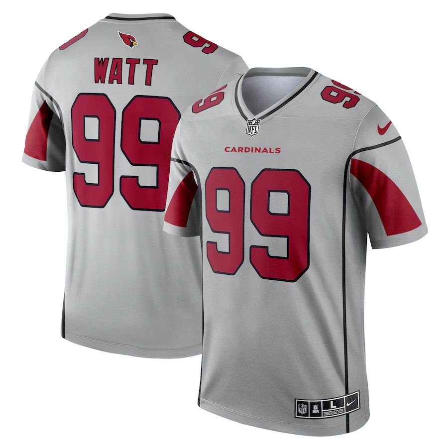 Arizona Cardinals #99 J.J. Watt Men's Silver Inverted Legend Jersey