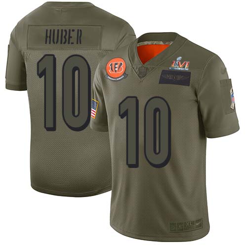 Cincinnati Bengals #10 Kevin Huber Camo Super Bowl LVI Patch Men's Stitched Limited 2019 Salute To Service Jersey Men's